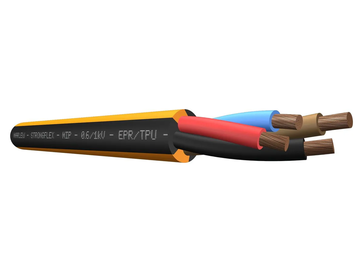 Cable industrial pesado Marlew MIP con cubierta de poliuretano y trazas naranjas