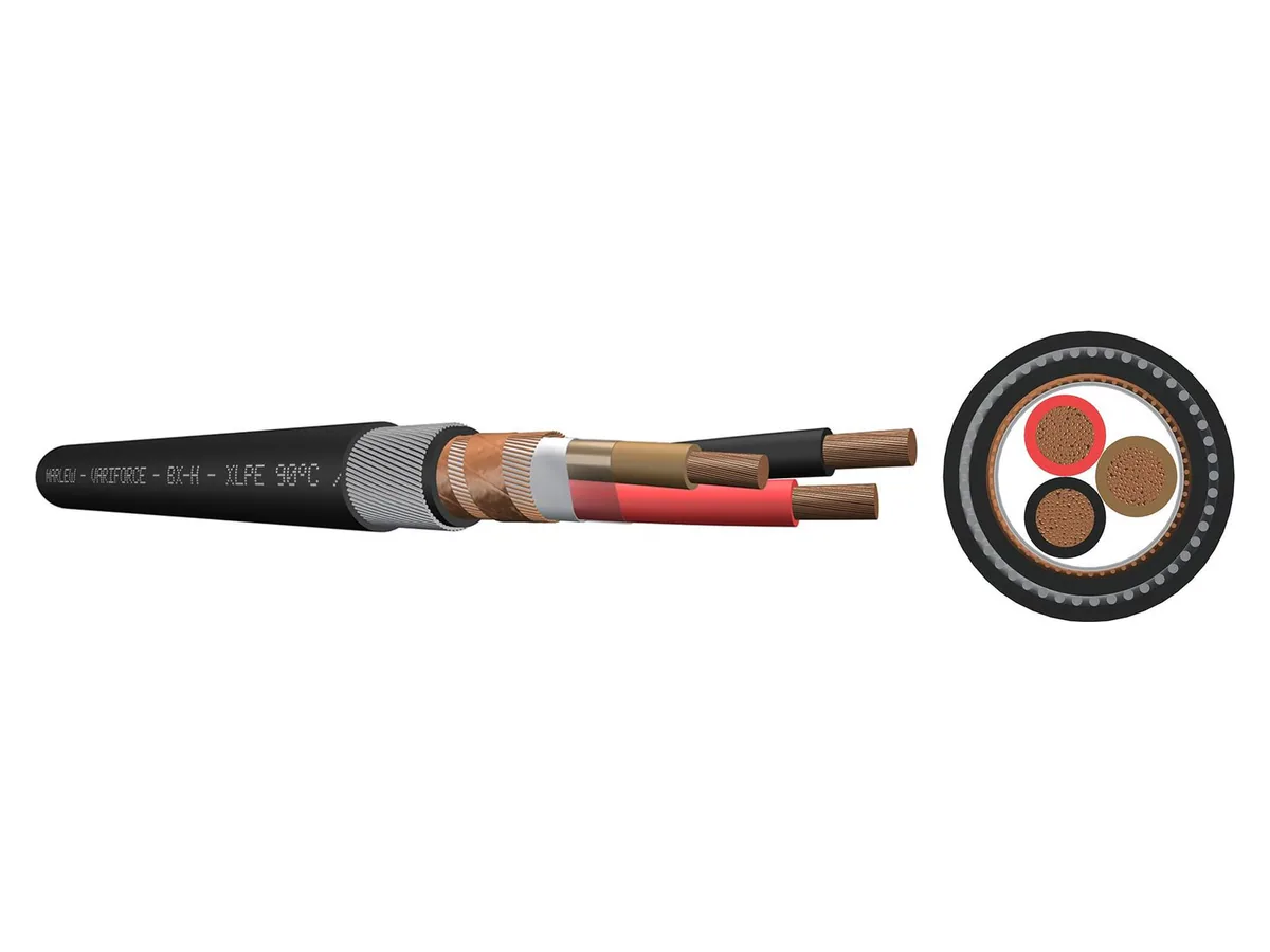 Cable tripolar blindado armado Marlew BX-H Clad con alambres de acero