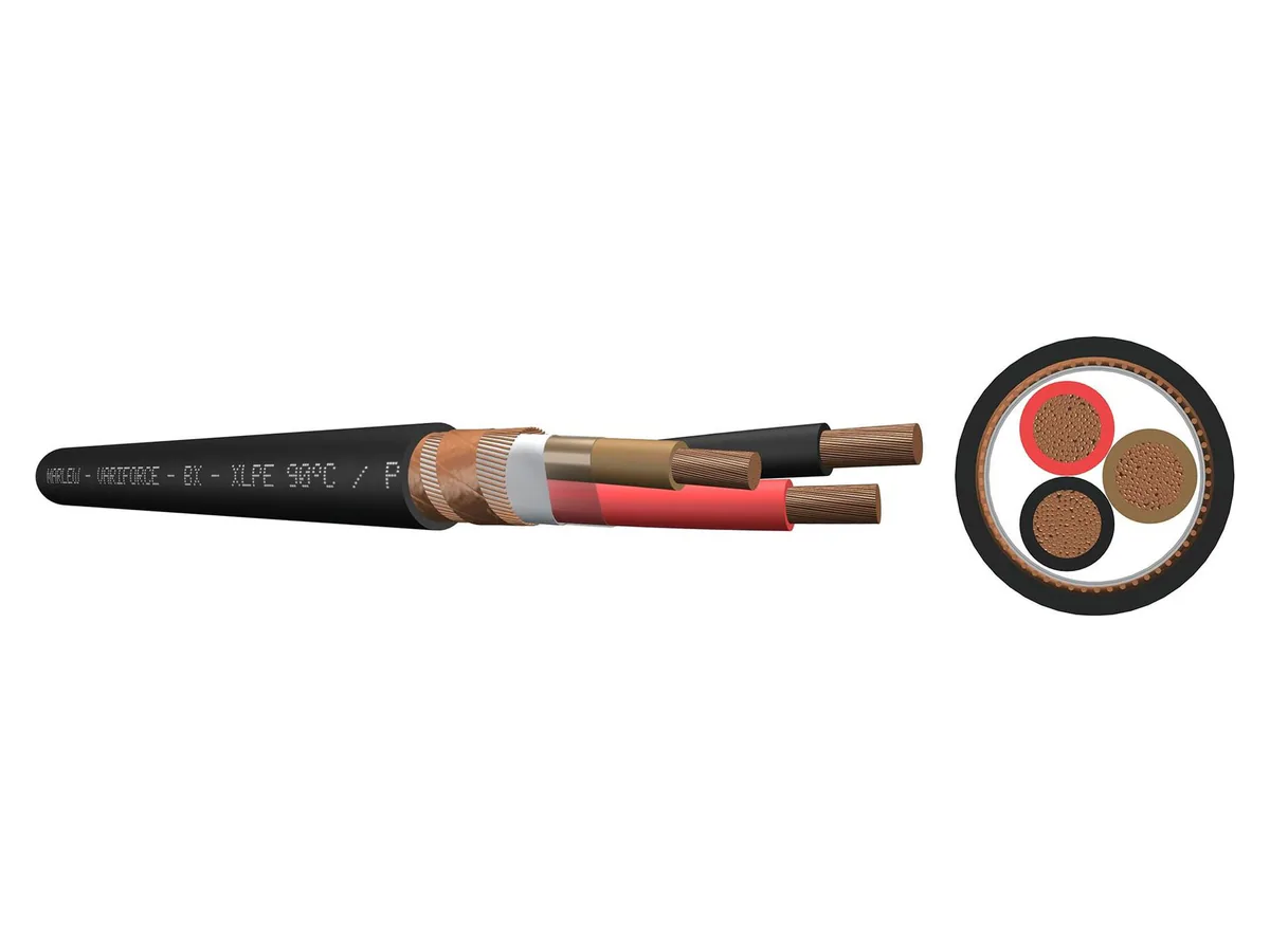 Cable tripolar simétrico blindado Marlew BX con blindaje de cobre