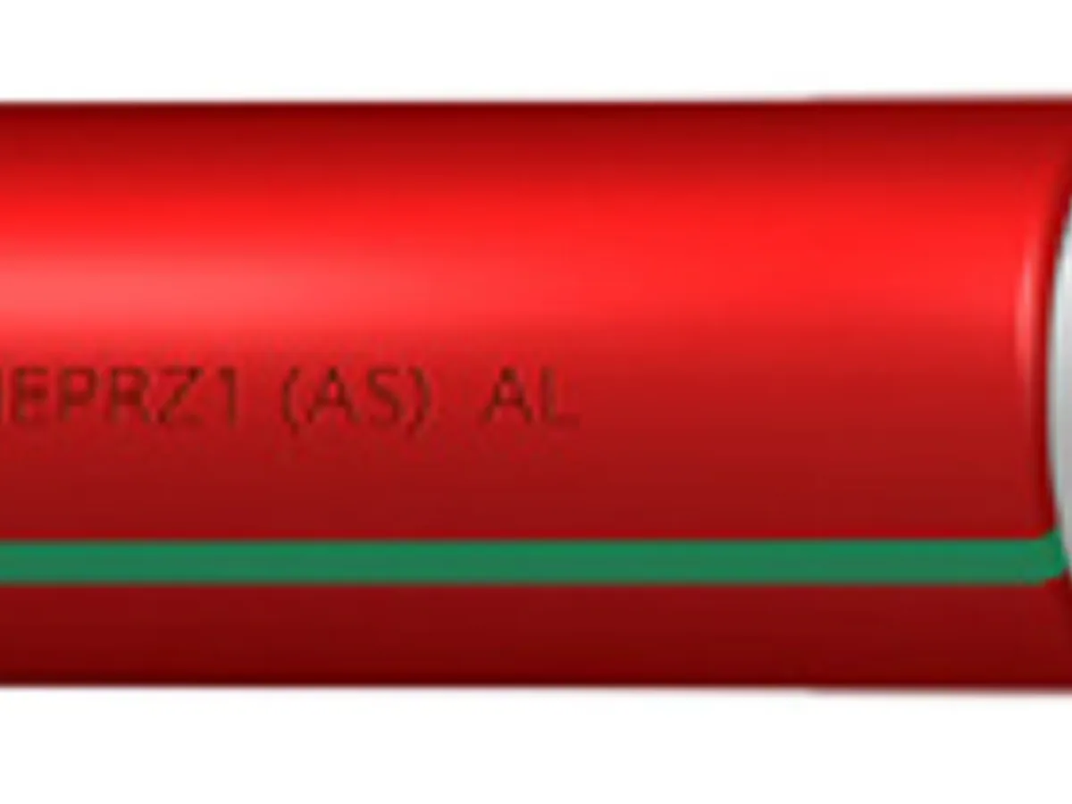 Cable X-VOLT AL HEPRZ1 AS de media tensión con cubierta roja y franjas verdes libre de halógenos