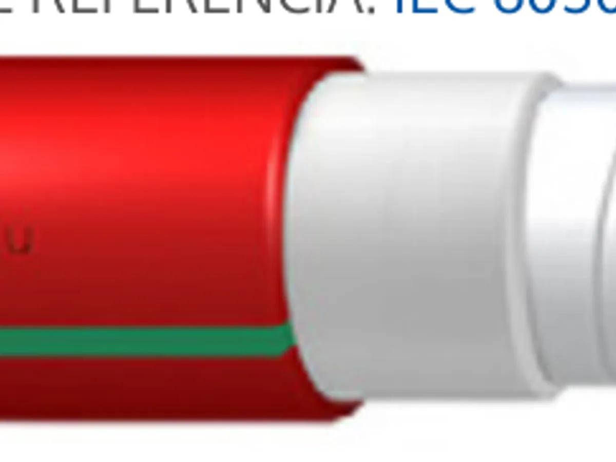 Cable X-VOLT CU RHZ1 AS de media tensión con cubierta roja y franjas verdes libre de halógenos